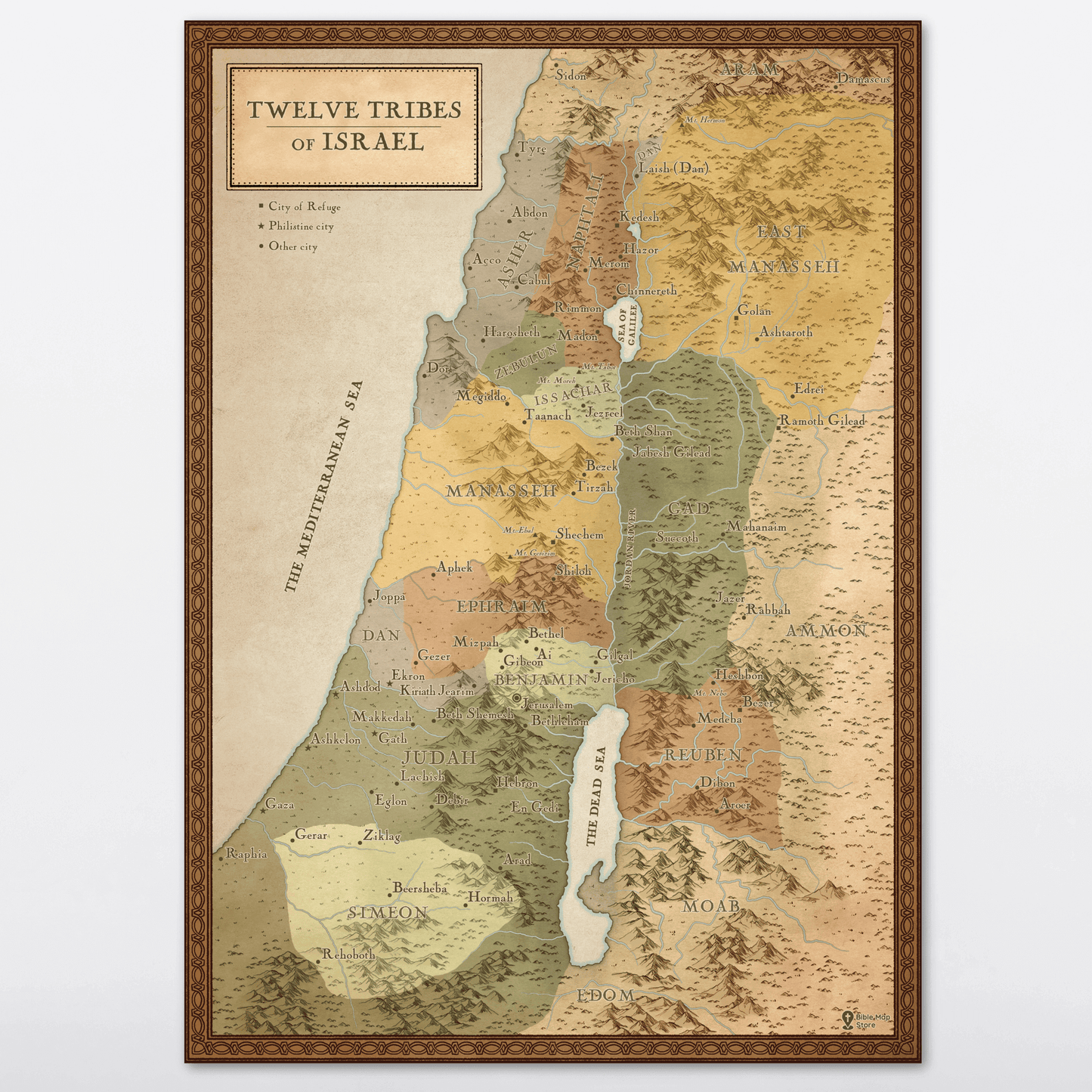 12 Tribes of Israel Bible Map