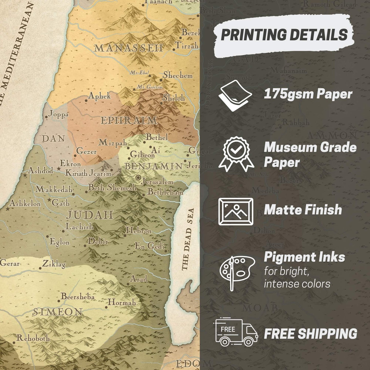 12 Tribes of Israel Bible Map