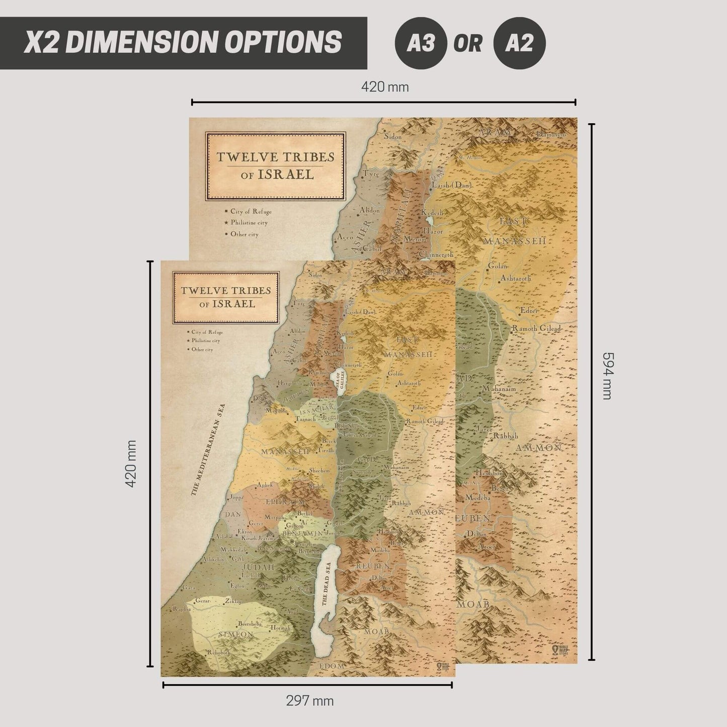 The 12 Tribes of Israel Bible Map