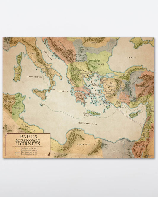 Paul's Missionary Journeys Bible Map