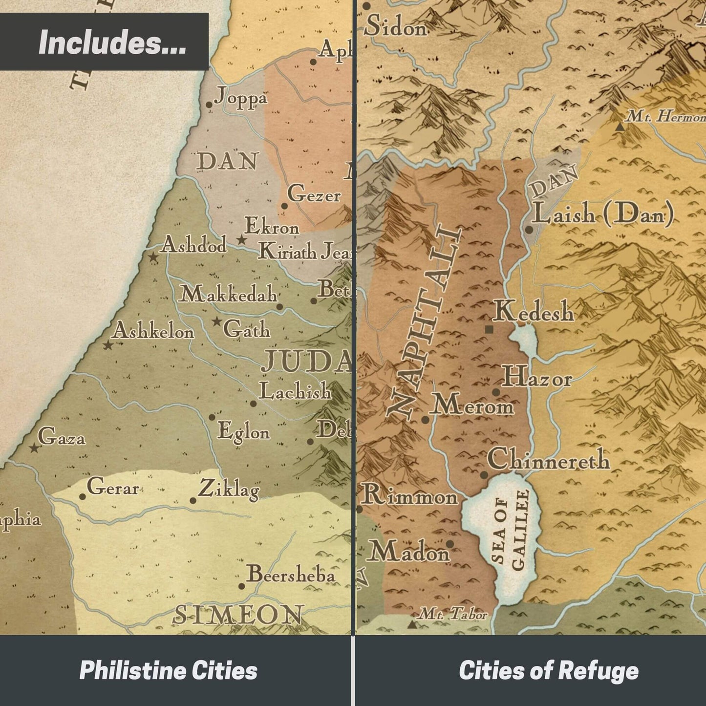 The 12 Tribes of Israel Bible Map