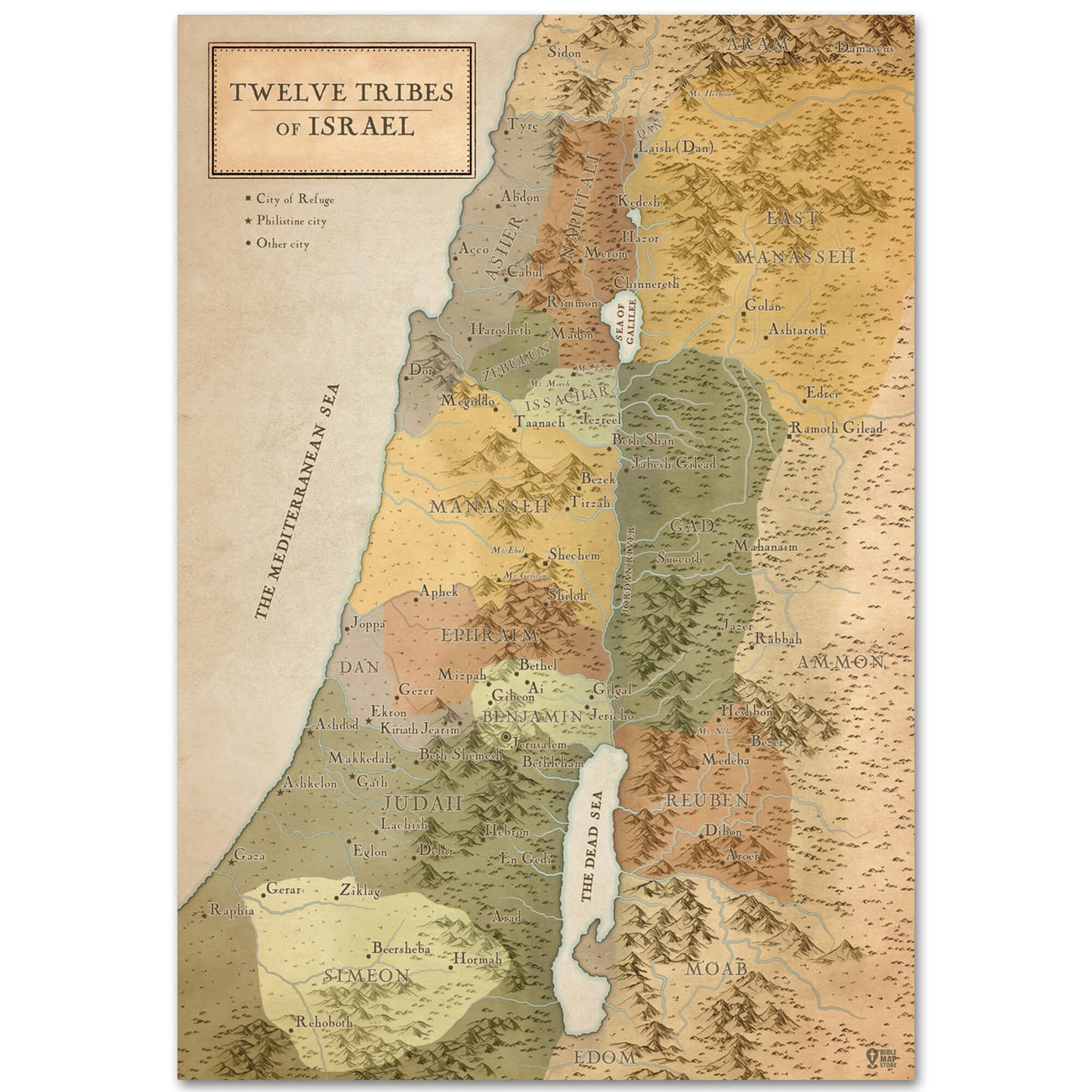 The 12 Tribes of Israel Bible Map